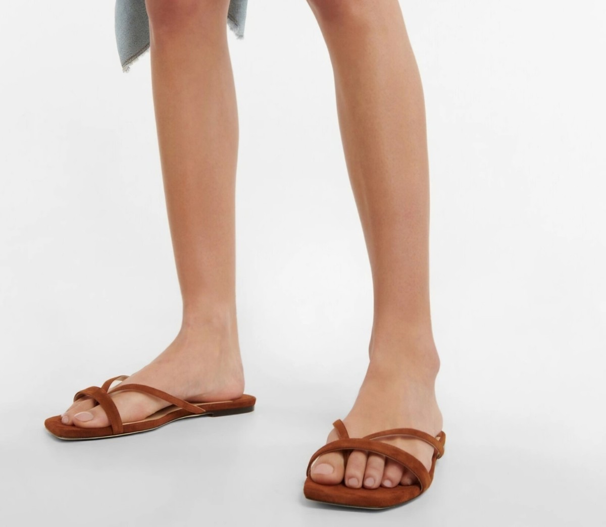 Jimmy Choo Maelie Flat Sandals Sz 36 Tan Suede Strappy Thong