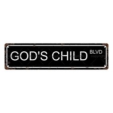 GOD'S CHILD RELIGION Metal Tin Street Sign Bar Cafe Garage Cave