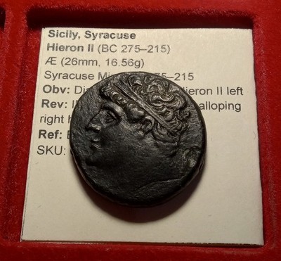 Sicily King Hieron II. 275-215 BC. Æ26 Diademed Head On Horseback