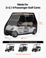 Golf Cart Cover, Full Coverage 2 2/4 Passenger Golf Cart, 420D Waterproof Oxford
