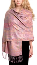 Luxurious Double Layered Jacquard Big Paisley Pashmina Shawl Wrap Scarf Tapes...