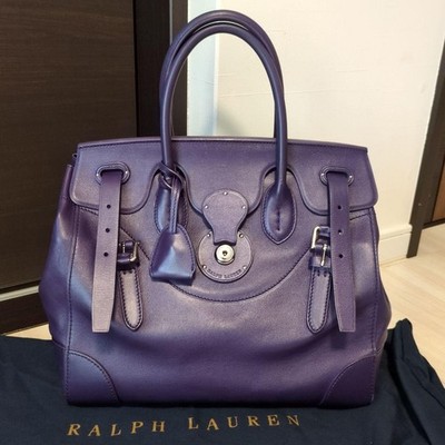 RALPH LAUREN Ricky 33 Collection Leather Shoulder Bag Purple US