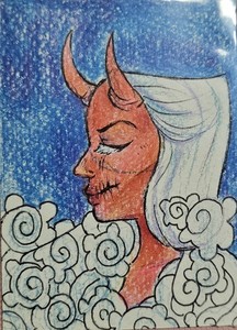 ACEO Original Art Colored Pencil Demon Woman