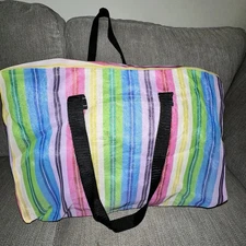 New Mexican Reusable Mesh Market Mercado Tote Bag Zip Closure 18”x12”x8”