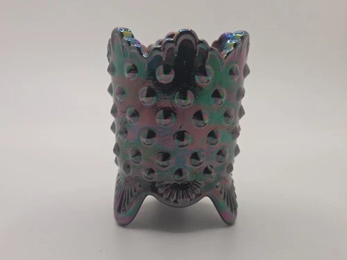 Fenton Amethyst Carnival Glass Hobnail Toothpick Holder #3795CN Original Tag