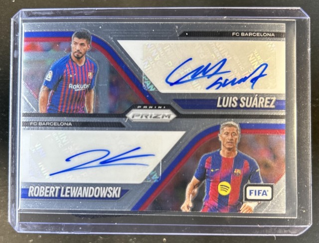 2025-26 Panini Prizm FIFA Luis Suarez Robert Lewandowski Dual Signatures Auto #4