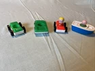 1970s Vintage Fisher Price Little People Toys - Girl, Boy, 3 Cars, And Boat