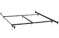 Kerns Metal Bed Frame With Wheels Center Support - Queenking - Black Kerns Metal Bed Frame With Wheels Center Support - Queenking - Black