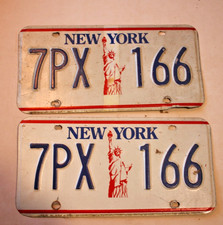 MATCHED SET of NEW YORK STATE STATUE OF LIBERTY LICENCE PLATES ZPX-166