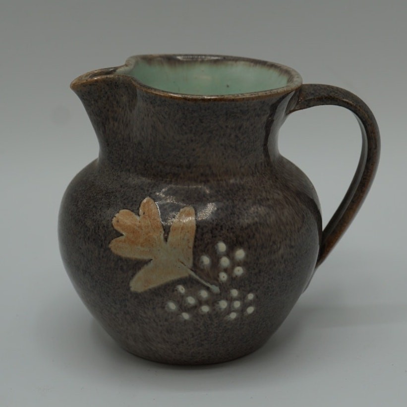 Glastonbury Abbey Pottery Creamer Pitcher Holy Thorn Tree Leaf