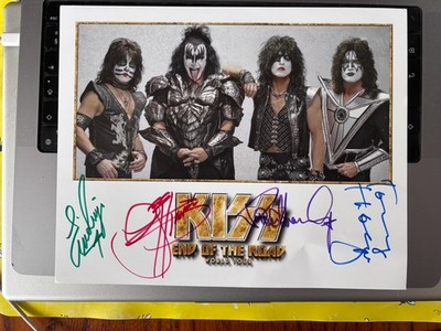KISS Signed Photo End of the Road VIP  Gene Simmons Paul Stanley +2 Autographed