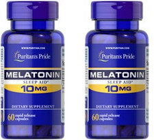 Melatonin 10 Mg 2 Bottles X 60 = 120 Rapid Release Capsules made in USA
