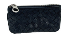 Bottega Venta Womens Intrecciato Woven Leather Zip Coin Card Pouch Italy USA