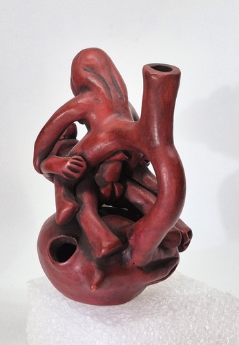 Indigene Erotik Terrakotta Ritual Pfeife Skulptur (präkolumbianisch) Reproduktion - Bild 4 von 5
