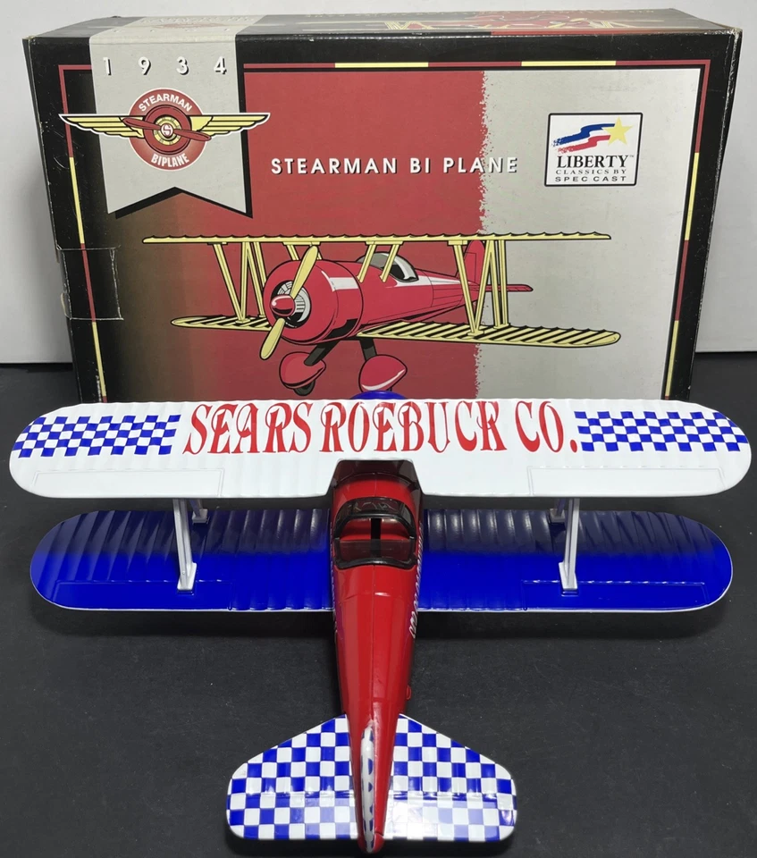 1934 Stearman Collector Series Bi-Plane Sears Roebuck Airplane Diecast Bank NIB - Image 2 of 4