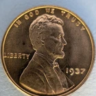 1937-P Lincoln Wheat Cent Penny Uncirculated Red Copper Philadelphia Mint ⭐