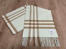 BURBERRY Cashmere Scarf, Light Green, 66.1 in x 11.8 in, Luxury Authentic