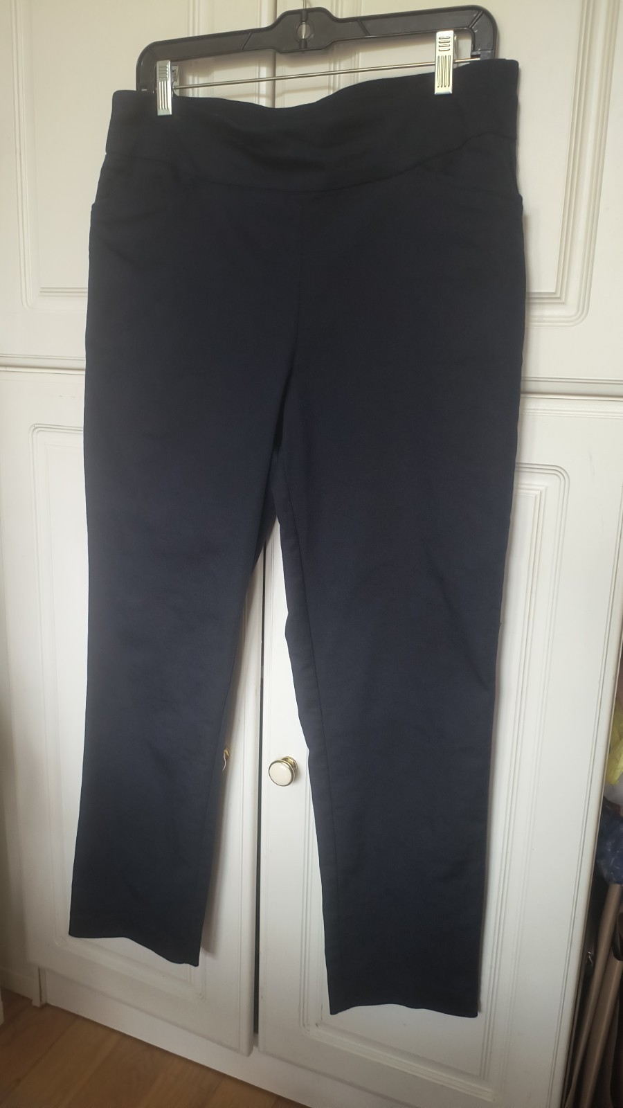 Croft & Barrow Womens 10P Pull-On Black Tie Dress Pants Spandex Pockets (C2