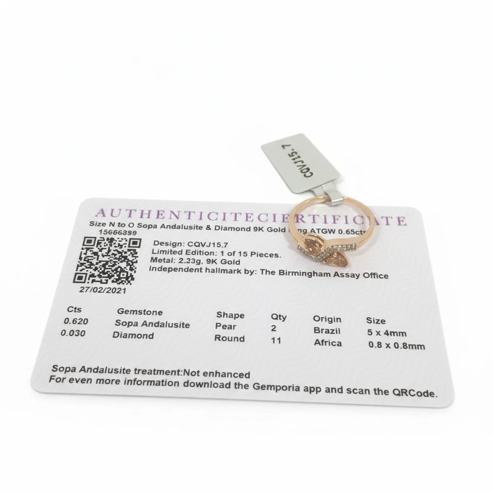 ¡Edición limitada! Anillo de diamantes y andaluza Sopa de oro 9K 375, 0,65 quilates ATGW, SIN/O Foto 2 de 4