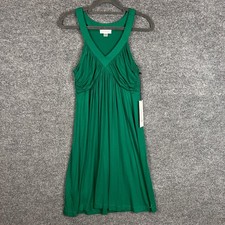 New Calvin Klein Women Green Ruched V Neck Sleeveless Sheath Dress Size 4