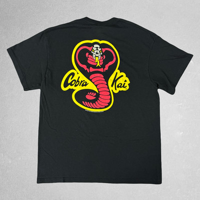 Cobra Kai ''Strike First, Strike Hard, No Mercy'' & Logo BLACK T-Shirt  Size LARGE