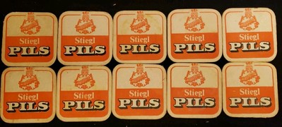 Vintage Lot (10) Stiegl Pilsner Beer Coasters 3'' x 3'' Austrian Brewer Since 1492