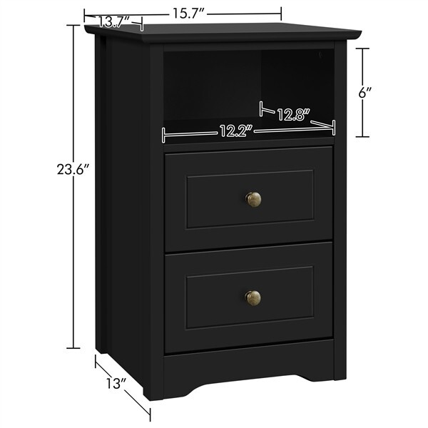 Black Bedside Tables with Drawers, Bedside Chest of Drawers
