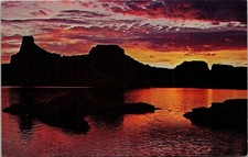 Sunset Lake Powell Glen Canyon Recreation Page Arizona Postcard PM Buckeye AZ