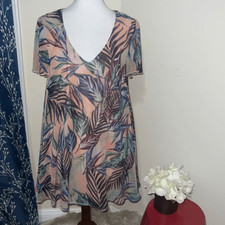 Show Me Your Mumu SMYM Kylie Mini Dress in Palm Funday V-Neck Tropical sz M