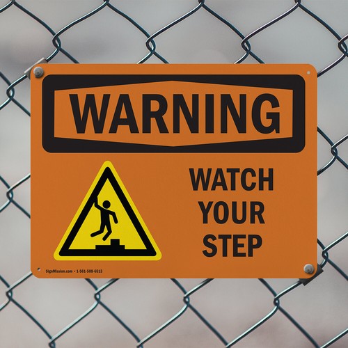 (2 Pack) Watch Your Step With Symbol OSHA Warning Sign Decal Metal Plastic - Bild 5 von 23