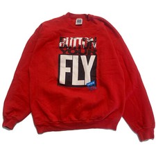 VTG 90s Levi  s 501  Button Your Fly  Graphic Pullover Crewneck Sweatshirt XL Red