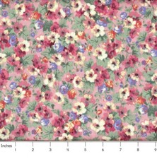 Watercolor Flowers Calico Pink 100 cotton fabric PICK SIZE