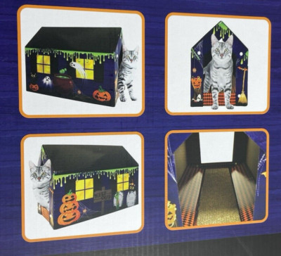 Cat House Halloween Haunted House Lounge Bed Scratching Board Catnip NEW