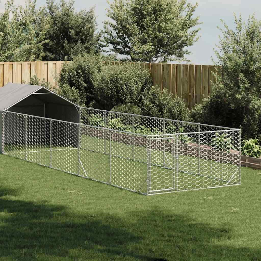 All'Aperto Cane Kennel Con Corsa 8x2x1.5 M Zincato Acciaio