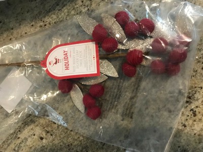 Pottery Barn Kids Set 4 Classic Red Berry And Silver Leaf Sticks