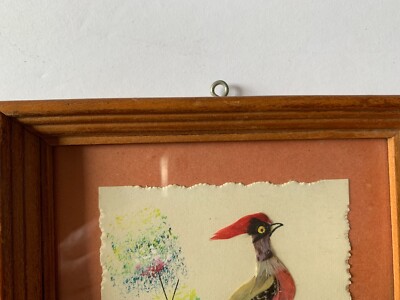 Vintage Real Bird Feather Art Feather Bird Art Framed 5.5