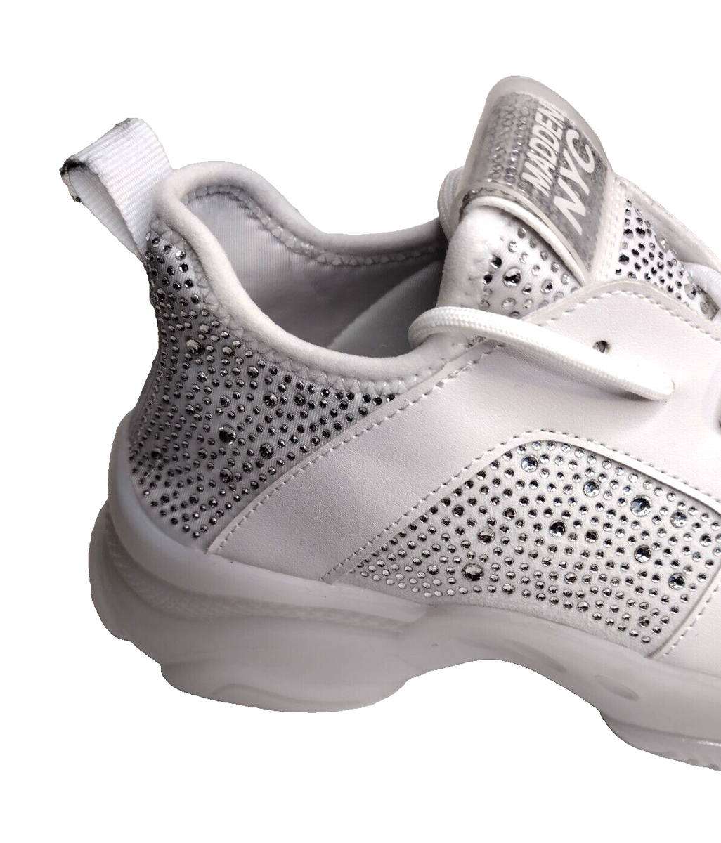 NEW STEVE MADDEN NYC Size 8 White Silver Shiny Bling Fashion