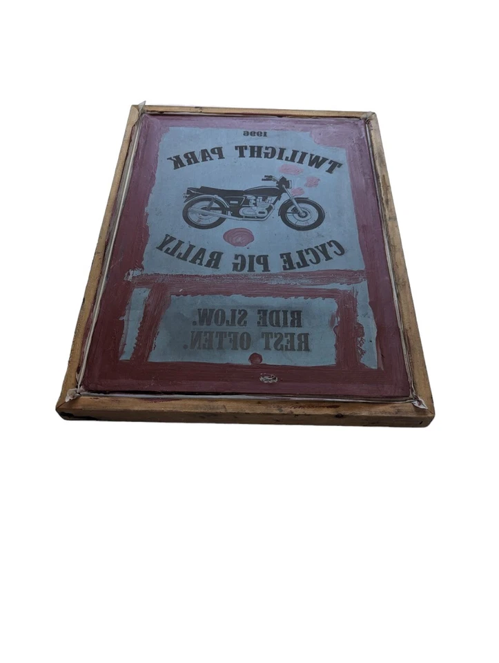 Marco de serigrafía Speedball vintage - Harley moto rally 1996 Foto 2 de 4