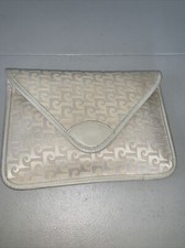 Vintage 70's 80 s Pierre Cardin Envelope Clutch, document case Cream Monogram
