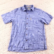 Men's COLUMBIA River Lodge Short Sleeve Button Up Rayon Cotton Hawaiian Shirt M