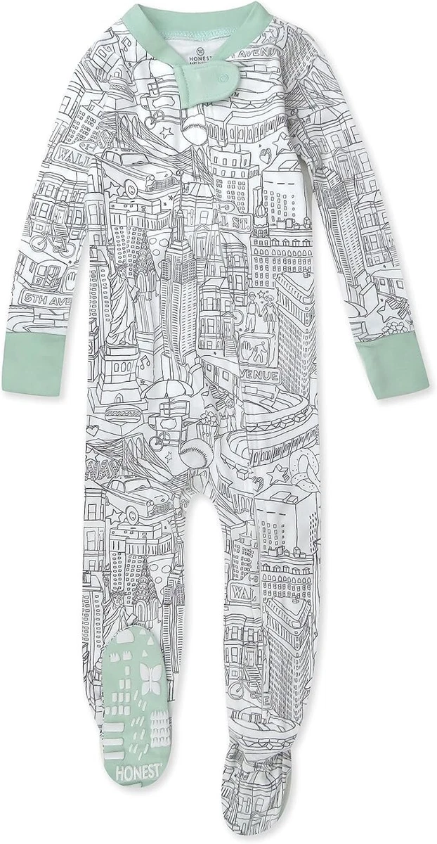 Honest Baby Pajamas Sleeper Jumpsuit Footies One Piece Non Slip Zip Green Sz 18M