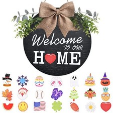 Interchangeable Welcome Sign Seasonal Icons for Front Porch or Door D cor 12"