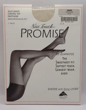 Vtg Sears Pantyhose Nice Touch Promise Silky Sheer Control Top PEARL sz Average