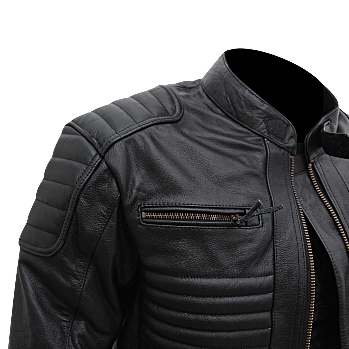 Mens Motorcycle Genuine Leather Jacket Motorbike Biker CE