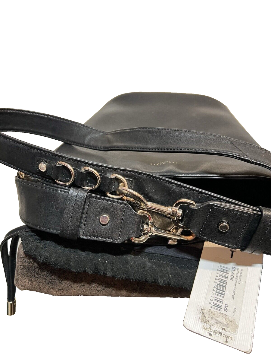 TED BAKER EQUESTI EQUESTRIAN HOBO BUCKET LEATHER BAG BLACK 11