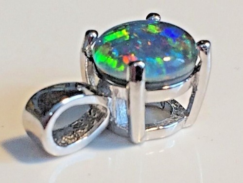 Opal Pendant Genuine Australian Opal Triplets 7mm Best Quality Solid Silver - Picture 6 of 20