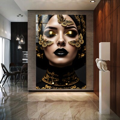   Wandbild, Frau mit luxuriösem goldenem Make-up - Acrylglas, Leinwand, Poster