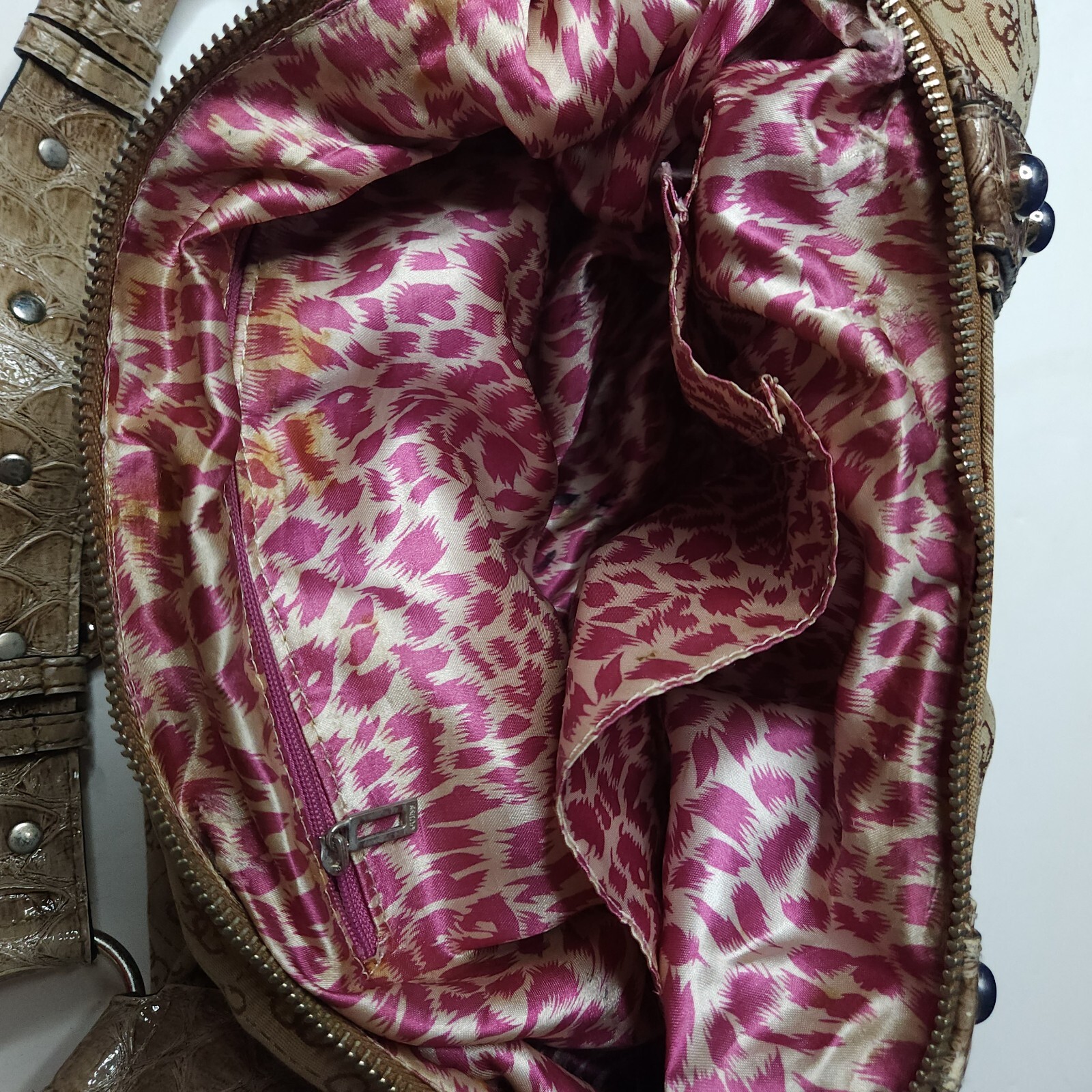 Guess Canvas Faux Leather Tote Handbag Purse Brow… - image 6