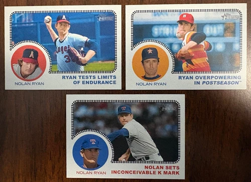2022 TOPPS HERITAGE HIGH NUMBER NOLAN RYAN 3-CARD ALL ABOARD INSERTS AA-4-8-9