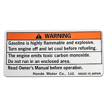 3点状態確認追加画像です。 OEM Honda GX160, GX200-GX390 Operator Caution Decal | eBay